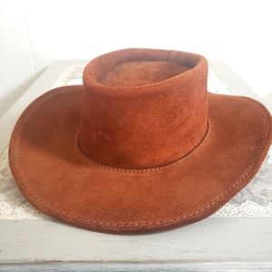 Genuine Leather Wide Brim Hat